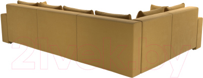 Диван угловой Лига Диванов Майами Long левый / 114856L (микровельвет желтый)