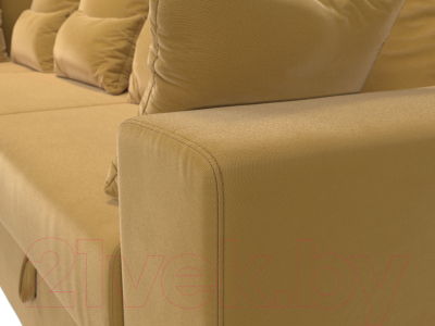 Диван угловой Лига Диванов Майами Long левый / 114856L (микровельвет желтый)