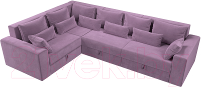Диван угловой Лига Диванов Майами Long левый / 114859L (микровельвет сиреневый)