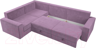 Диван угловой Лига Диванов Майами Long левый / 114859L (микровельвет сиреневый)