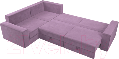 Диван угловой Лига Диванов Майами Long левый / 114859L (микровельвет сиреневый)