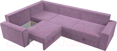 Диван угловой Лига Диванов Майами Long левый / 114859L (микровельвет сиреневый)