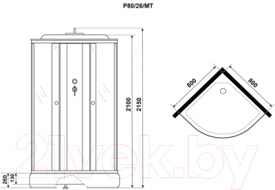 Душевая кабина Niagara Promo P80/26/MT 80x80x215