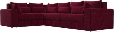 Диван угловой Лига Диванов Майами Long левый / 114888L (микровельвет бордовый)