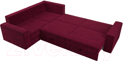 Диван угловой Лига Диванов Майами Long левый / 114888L (микровельвет бордовый)
