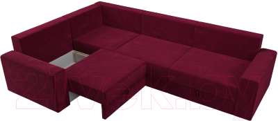Диван угловой Лига Диванов Майами Long левый / 114888L (микровельвет бордовый)
