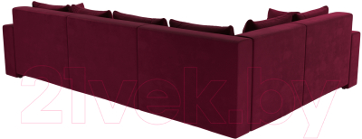 Диван угловой Лига Диванов Майами Long левый / 114888L (микровельвет бордовый)