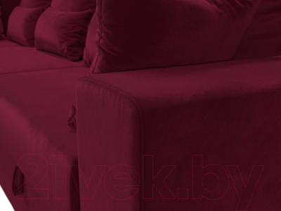 Диван угловой Лига Диванов Майами Long левый / 114888L (микровельвет бордовый)
