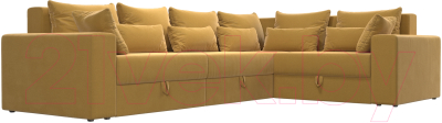 Диван угловой Лига Диванов Майами Long правый / 114856 (микровельвет желтый)