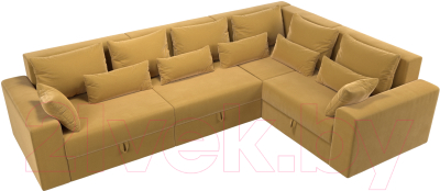 Диван угловой Лига Диванов Майами Long правый / 114856 (микровельвет желтый)