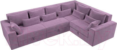 Диван угловой Лига Диванов Майами Long правый / 114859 (микровельвет сиреневый)