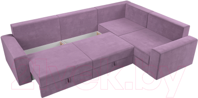 Диван угловой Лига Диванов Майами Long правый / 114859 (микровельвет сиреневый)