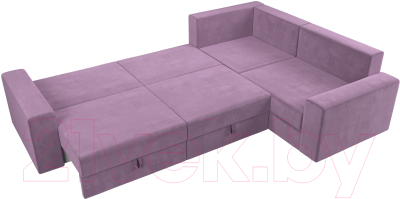 Диван угловой Лига Диванов Майами Long правый / 114859 (микровельвет сиреневый)