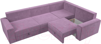 Диван угловой Лига Диванов Майами Long правый / 114859 (микровельвет сиреневый)