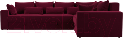 Диван угловой Лига Диванов Майами Long правый / 114888 (микровельвет бордовый)