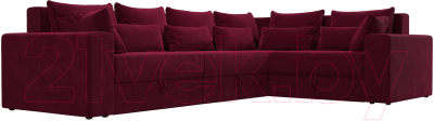 Диван угловой Лига Диванов Майами Long правый / 114888 (микровельвет бордовый)