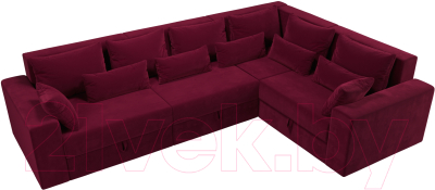Диван угловой Лига Диванов Майами Long правый / 114888 (микровельвет бордовый)