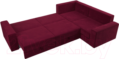 Диван угловой Лига Диванов Майами Long правый / 114888 (микровельвет бордовый)