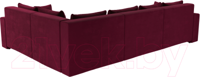Диван угловой Лига Диванов Майами Long правый / 114888 (микровельвет бордовый)