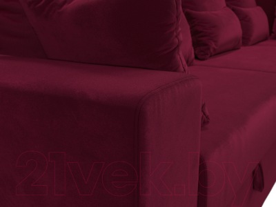 Диван угловой Лига Диванов Майами Long правый / 114888 (микровельвет бордовый)