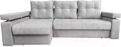 Диван угловой Bobrovmebel Мадрид левый (микровелюр симпл 30 светло-серый) - фото