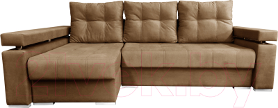 Диван угловой Bobrovmebel Мадрид левый (микровелюр симпл 45 коричневый) - фото