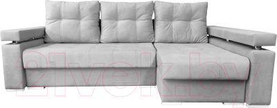 Диван угловой Bobrovmebel Мадрид правый (микровелюр симпл 30 светло-серый) - фото