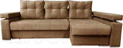 Диван угловой Bobrovmebel Мадрид правый (микровелюр симпл 45 коричневый) - фото