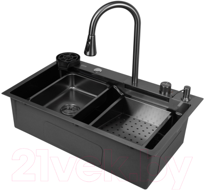 Мойка кухонная со смесителем Arfeka AF PVD Nano 75x46