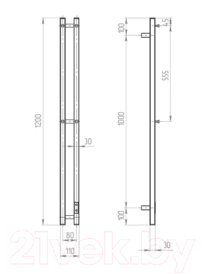 Полотенцесушитель электрический Двин X-2 Neo 120x8 BL