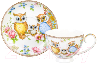 Чашка с блюдцем Elan Gallery Совушки / 420254 - фото