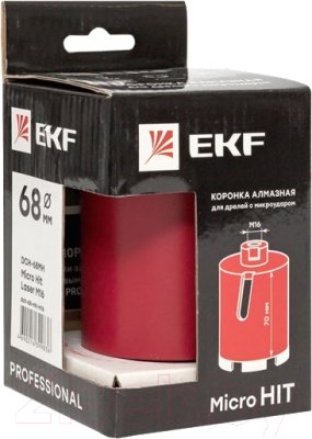 Коронка EKF Алмазная для дрелей / dch-68-mh-m16