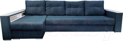 Диван угловой Bobrovmebel Влада 8.2дн(п) + левый накладки полка и пенал (микровелюр симпл 54 серый) - фото