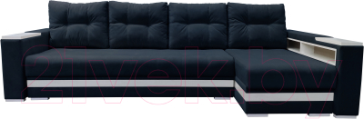 Диван угловой Bobrovmebel Влада 8.2тнц(п) + правый ТНЦ + полка и пенал (микровелюр симпл 54 серый) - фото