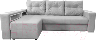 Диван Bobrovmebel Влада 8/2п с пуфом слева (микровелюр симпл 30 светло-серый) - фото