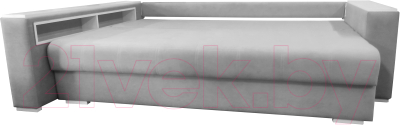 Диван Bobrovmebel Влада 8/2п с пуфом слева (микровелюр симпл 30 светло-серый)