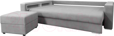 Диван Bobrovmebel Влада 8/2п с пуфом слева (микровелюр симпл 30 светло-серый)