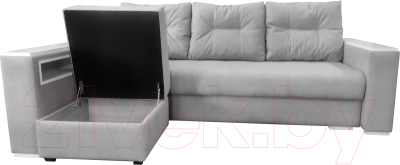 Диван Bobrovmebel Влада 8/2п с пуфом слева (микровелюр симпл 30 светло-серый)