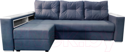 Диван Bobrovmebel Влада 8/2п с пуфом слева (микровелюр симпл 54 серый) - фото