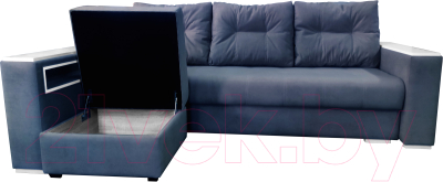 Диван Bobrovmebel Влада 8/2п с пуфом слева (микровелюр симпл 54 серый)