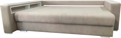 Диван Bobrovmebel Влада 8/2п с пуфом слева (микровелюр симпл 42 бежевый)
