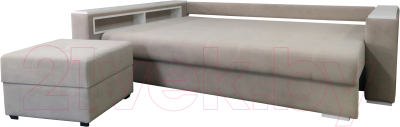 Диван Bobrovmebel Влада 8/2п с пуфом слева (микровелюр симпл 42 бежевый)