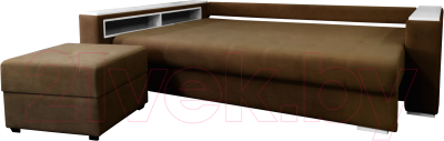 Диван Bobrovmebel Влада 8/2п с пуфом слева (микровелюр симпл 45 коричневый)