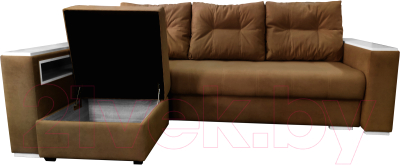 Диван Bobrovmebel Влада 8/2п с пуфом слева (микровелюр симпл 45 коричневый)