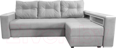 Диван Bobrovmebel Влада 8/2п с пуфом справа (микровелюр симпл 30 светло-серый) - фото