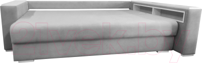 Диван Bobrovmebel Влада 8/2п с пуфом справа (микровелюр симпл 30 светло-серый)