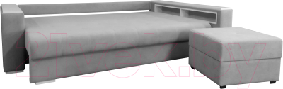 Диван Bobrovmebel Влада 8/2п с пуфом справа (микровелюр симпл 30 светло-серый)