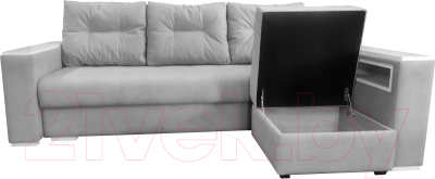 Диван Bobrovmebel Влада 8/2п с пуфом справа (микровелюр симпл 30 светло-серый)