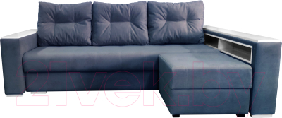 Диван Bobrovmebel Влада 8/2п с пуфом справа (микровелюр симпл 54 серый) - фото