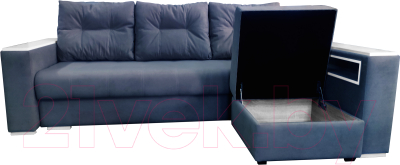 Диван Bobrovmebel Влада 8/2п с пуфом справа (микровелюр симпл 54 серый)